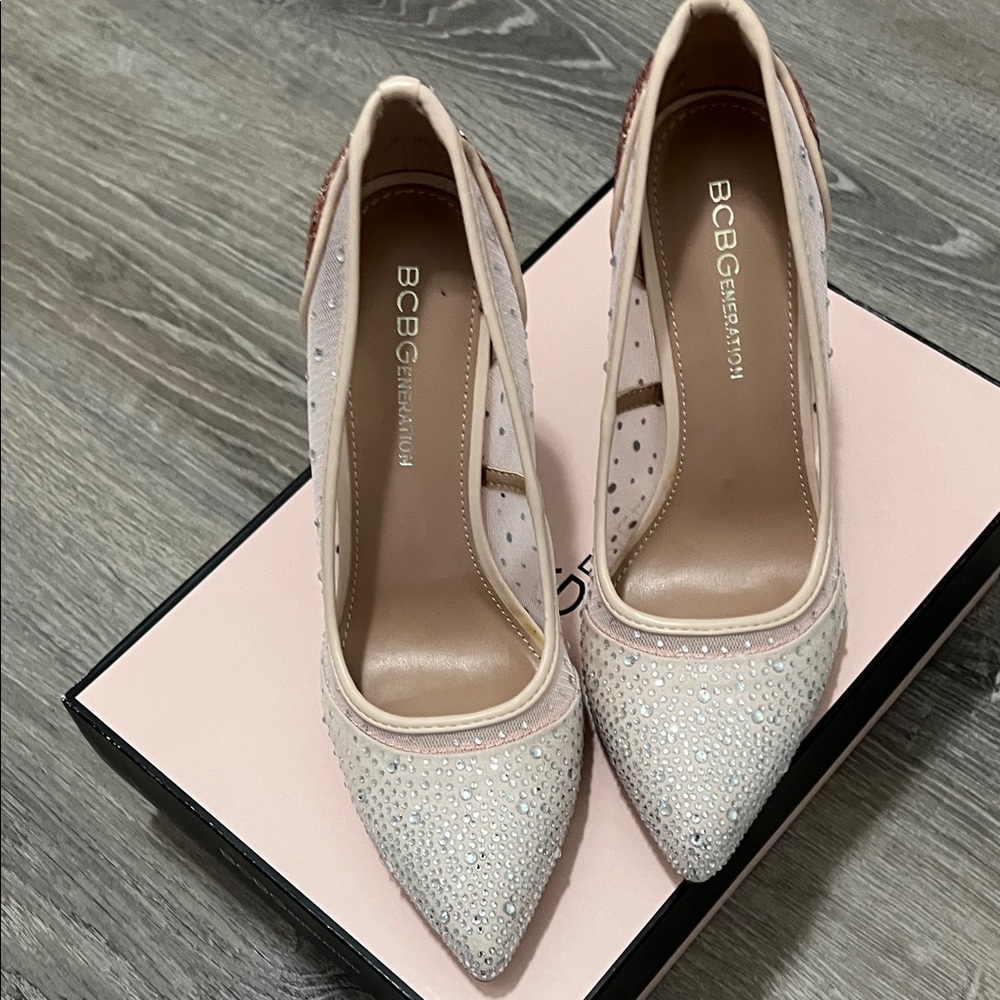 BCBGeneration Blush Pink Crystal Pointed-Toe Pumps - Picture 7 of 7
